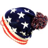 US America Flag Beanie Hat Patriotic Stars Stripes Kintted Cap