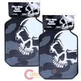 Plastic Color Big White Skull Car Floor Mat 2pc Accessories Set