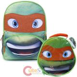 TMNT Michelangelo Large School Backpack Lunch Bag 2pc Set - Mike Face