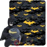 Dc Batman Fleece Throw Blanket with Plush Doll Pillow Set