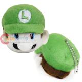 Super Mario Luigi Face Plush Doll Mini Key Chain