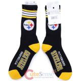 Pittsburgh Steelers Socks NFL Team Logo 4 Stripe Long Large