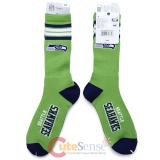 Seattle Seahawks Socks NFL Team Logo 4 Stripe Long Mens Large