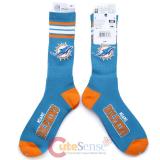 Miami Dolphins Socks NFL Team Logo 4 Stripe Long Mens Large