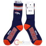 Denver Broncos Socks NFL Team Logo 4 Stripe Long Mens Large