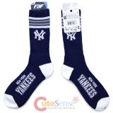 New York Yankees Socks MLB Team Logo 4 Stripe Long Mens Large