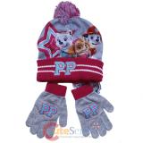 Paw Patrol Girls Beanie Hat Mitten Gloves Set with Skye Everest