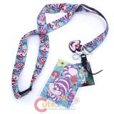 Alice in Wonderland Cheshire Cat Lanyard Key Chain ID Pocket