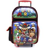 Nintendo Super Mario16" Large School Roller Backpack Rolling Trolley Bag - Mario Friends