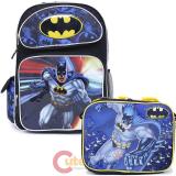 DC Comics Batman 16" Large School  Backpack Lunch Bag 2pc Book Bag Set