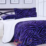 Purple Zebra Queen Faux Fur Bedspread With Pillow Cover