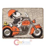 Snoopy on a Chopper Embossed Tin Magnet