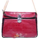 Red Casual Messenger Bag PU Silver Knight