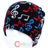 Colorful Music Cleft in Black Beanie -Musician Knitted Hat