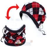 Black Red Checkered Plaid  Convertible  Neck Warmer Beanie