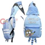 Regular Show Mordecai Hooded Backpack , Large School Bag with Tails