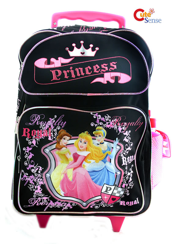 Disney Princess School Roller Backpack /Rolling Bag Large Black