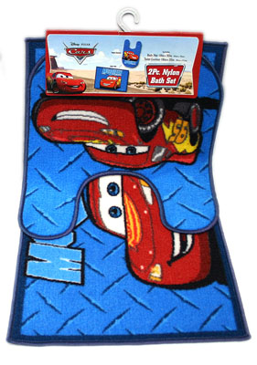 Disney Cars Mcqueen Shower Curtain/Bath Toilet Mat Set  