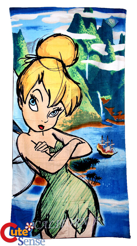 Disney Tinker Bell Summer Beach Bath Towel  Blue Ocean  