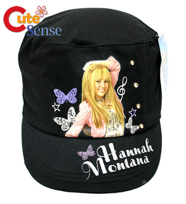 Disney Hanna Montana Military Look Cap Hat Black with Stone