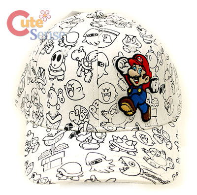 Nintendo Super Mario Baseball Cap, Flex Fit Hat  All Characters Print