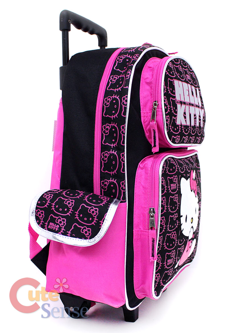 HELLO KITTY School Roller Backpack Rolling Bag :Face-L