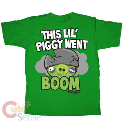 Angry Birds Kids T Shirt Green Helmet Pig  Licensed  