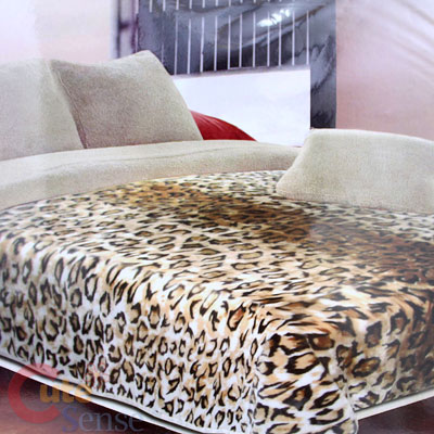 Leopard Blanket Plush Mink  Double Side w/ LANA Queen  