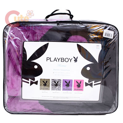 Play Boy Bunny Queen Mink Plush Blanket Purple 79x94  