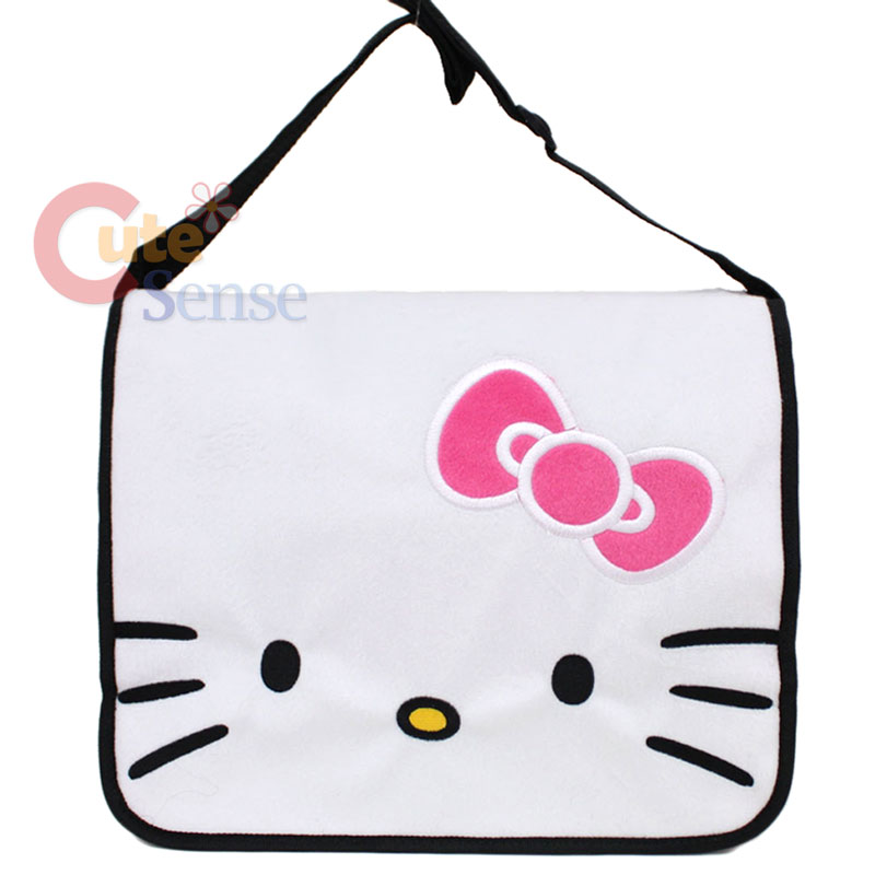 Sanrio Hello Kitty Messenger Bag Plush Face School Bag  