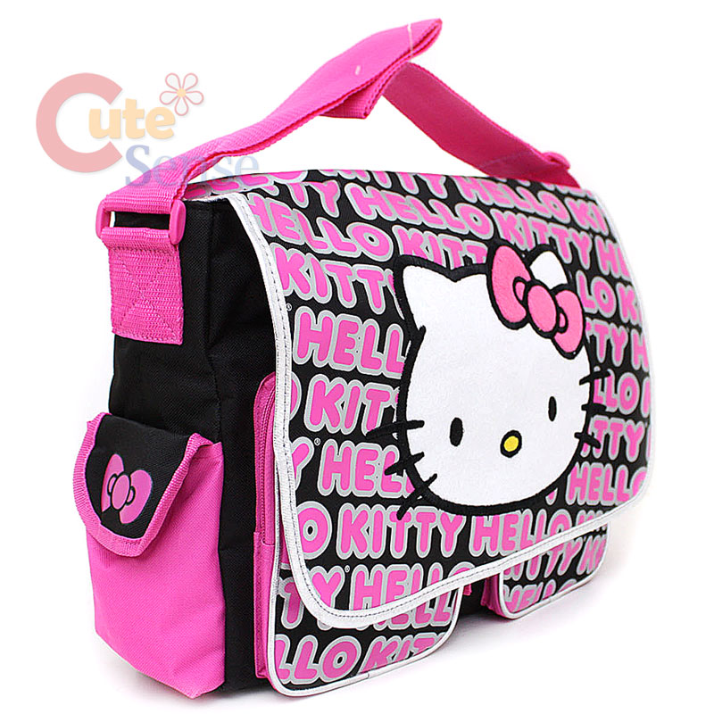 Sanrio Hello Kitty School Messenger Bag / Diaper Bag :Big Face & Typo ...