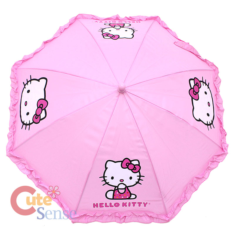 Sarino Hello Kitty Kids Umbrella - Pink Face Logo with Laces Figure ...