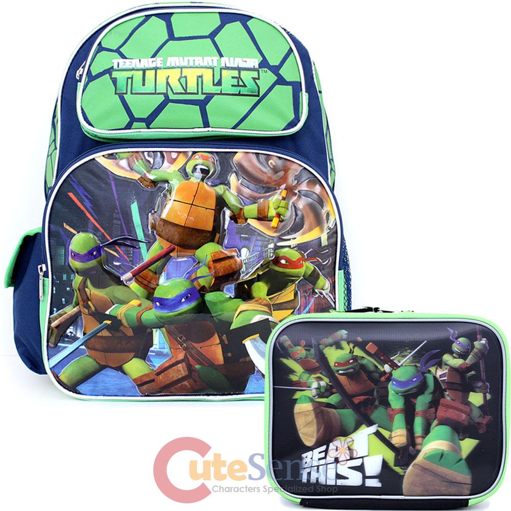 TMNT Ninja Turtles Large School Backpack with Lunch Bag Set-Shell ...