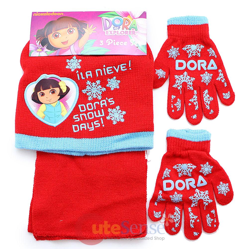 Dora The Explorer Kids Beanie Gloves and Scarf Set : Dora's Snow Days ...