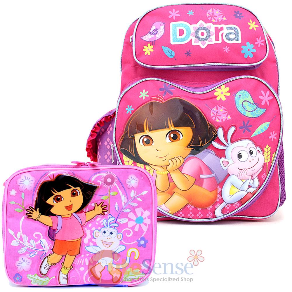 Dora The Explorer Large School Backpack Lunch Bag 2pc Set - Golden ...