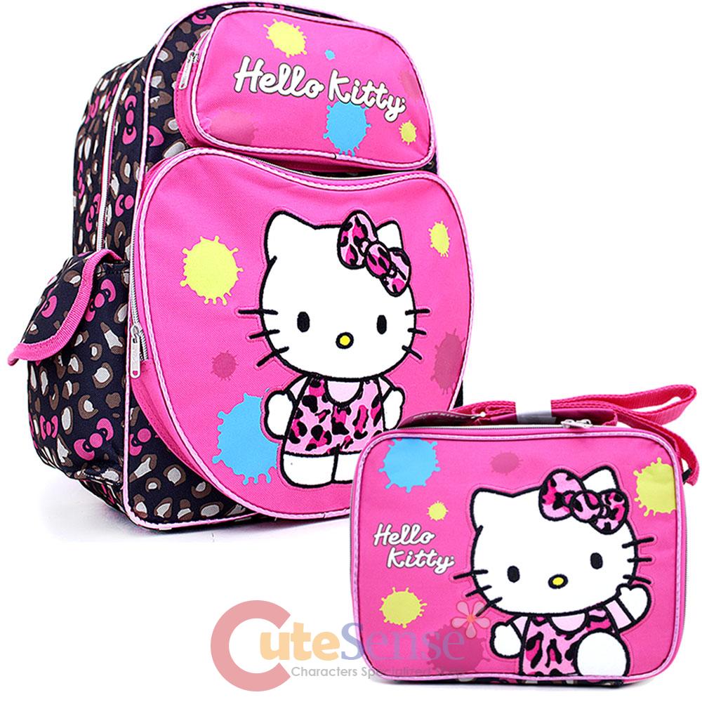 Sanrio Hello Kitty Large School Backpack Lunch Bag 2pc Set :Leopard ...