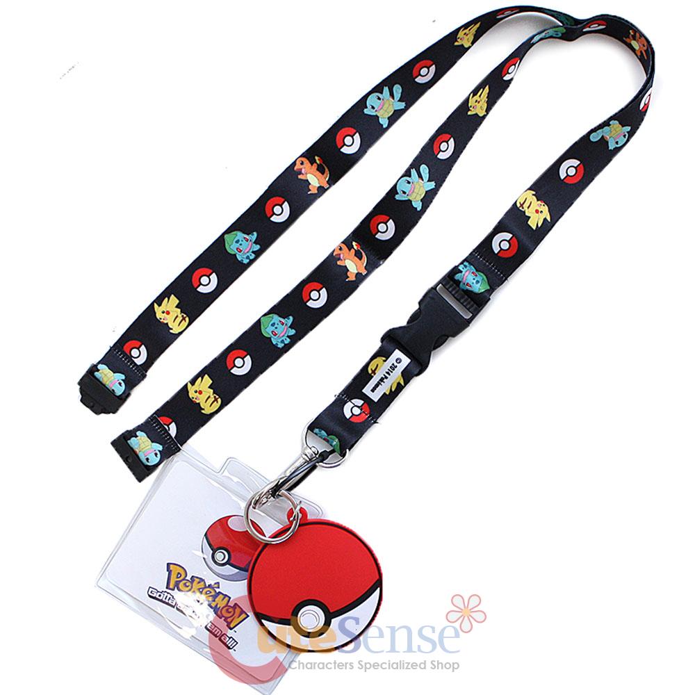 Pokemon Lanyard Keychain ID Holder with Bulbasaur Charmander Pokeball ...