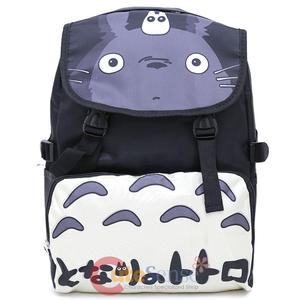 My Neighbor Totoro Large School Backpack Black White Chibi Anime ...